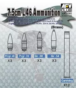 Afv Club - 7,5 cm KwK L/46 AMMO (BRASS) 